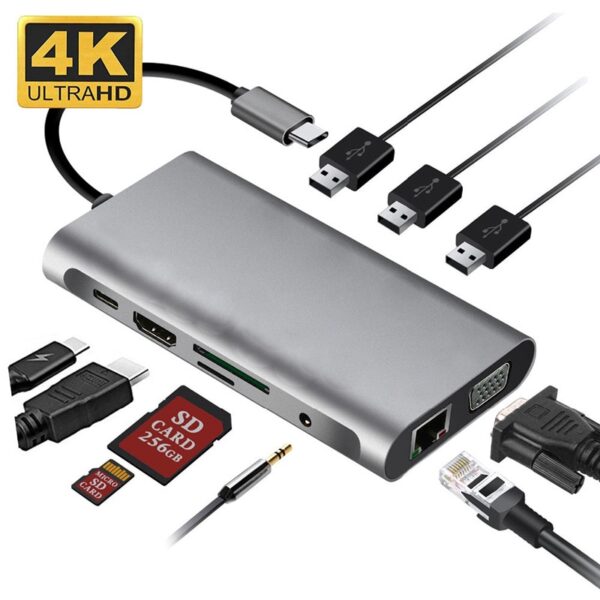 SKY POWER 10 in 1 USB 3.0 HDMI 4K SD Macbook Type-C Hub Çevirici Çoklayıcı - Görsel 5