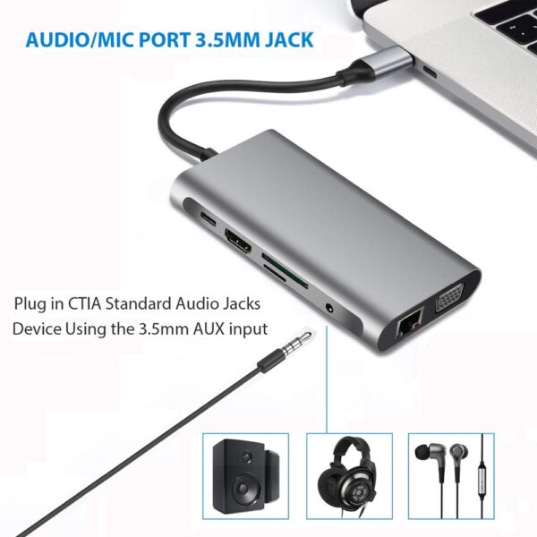 SKY POWER 10 in 1 USB 3.0 HDMI 4K SD Macbook Type-C Hub Çevirici Çoklayıcı - Görsel 6