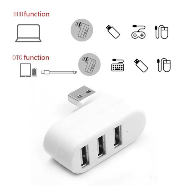 SKY POWER  3 Portlu USB 2.0 Hub Döner Kafalı Splitter Hub Adaptör Beyaz - Görsel 7