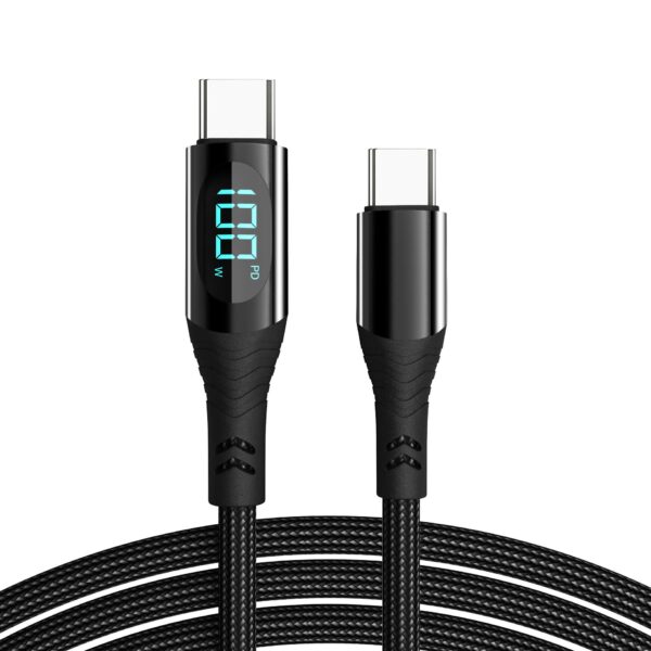 SKY POWER  100w 5A Type-c To Type-c Hızlı Data şarj Kablosu Dijital Ekran 120cm