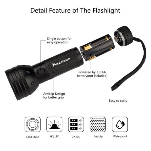 SKY POWER  51 LED Mor Işık UV El Feneri Ultraviyole Blacklight - Görsel 7