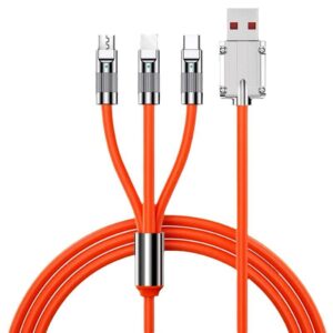 SKY POWER 120W-A 6A Ios Apple Lightning Sıvı Silikon Data Hızlı Şarj Kablosu - Bakır Döşeme - Katlanmaz Kırılmaz Dayanıklı Kablo Turuncu