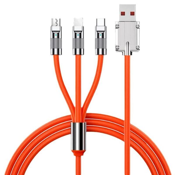 SKY POWER 120W-A 6A Ios Apple Lightning Sıvı Silikon Data Hızlı Şarj Kablosu - Bakır Döşeme - Katlanmaz Kırılmaz Dayanıklı Kablo Turuncu