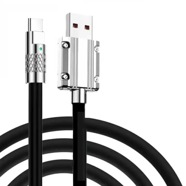SKY POWER  Type-C Hızlı Şarj Kablosu - Katlanmaz Kırılmaz 1 metre Siyah - Görsel 3