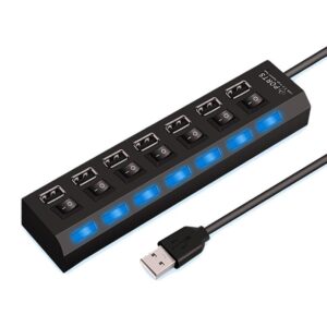 SKY POWER  7 Portlu 2.0 USB Hub Çoklu USB Çoklayıcı Splitter Power Tuşlu Adaptör Siyah