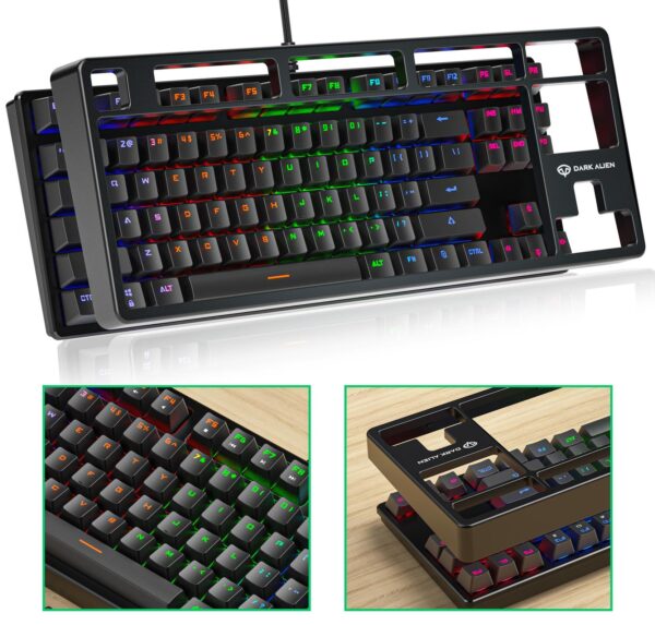 SKY POWER Leaven K870 Blue Switch Mekanik Gaming Oyun Klavyesi RGB 61 Key Mavi Tuş Type-C Klavye Siyah - Görsel 3