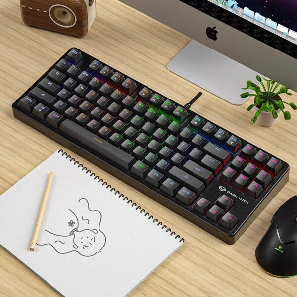 SKY POWER Leaven K870 Blue Switch Mekanik Gaming Oyun Klavyesi RGB 61 Key Mavi Tuş Type-C Klavye Siyah - Görsel 4