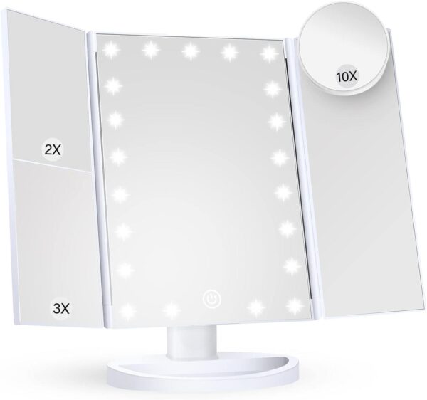SKY POWER Işıklı Katlanabilir Makyaj Aynası 2X 3X 10X Büyütme 5 Farklı Ayna