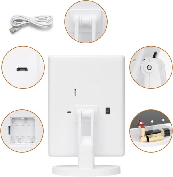 SKY POWER Işıklı Katlanabilir Makyaj Aynası 2X 3X 10X Büyütme 5 Farklı Ayna - Görsel 9