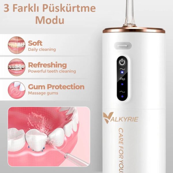 SKY POWER Şarj Edilebilir Taşınabilir Ağız Duşu 280ml Diş Protez Bakım Cihazı Gündelik Kullanım - Görsel 4
