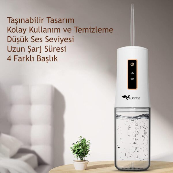 SKY POWER Şarj Edilebilir Taşınabilir Ağız Duşu Diş Protez Bakım 4 Başlıklı Sessiz Çalışma - Görsel 5