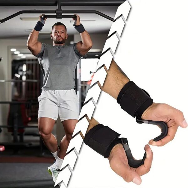 2 Adet Ağırlık Kaldırma Kancası Tutma Yardımcısı Bar Fitness Bilekliği - Görsel 5