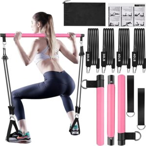 SKY POWER  4 Lastikli 1. Kalite Pilates Bar Egzersiz Çubuğu Ayarlanabilir Zorluk Evde Spor Squat Kademeli Çantalı Kolay Kurulum