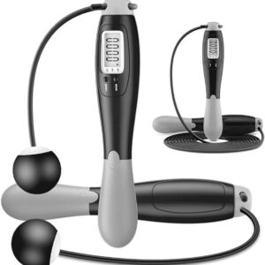 SKY POWER  Çift Led Dijital Sayaçlı 4 Modlu Akıllı Çelik İp Atlama Fitness Kondsiyon Gri