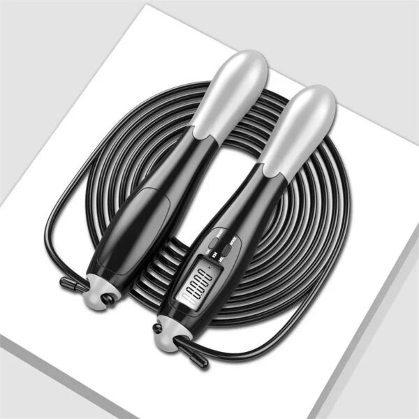 SKY POWER  Çift Led Dijital Sayaçlı 4 Modlu Akıllı Çelik İp Atlama Fitness Kondsiyon Gri - Görsel 5